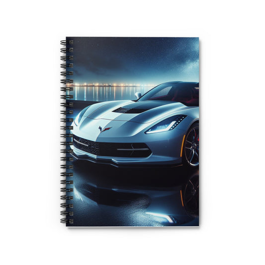 White Corvette Spiral Notebook Paper products Printify One Size  
