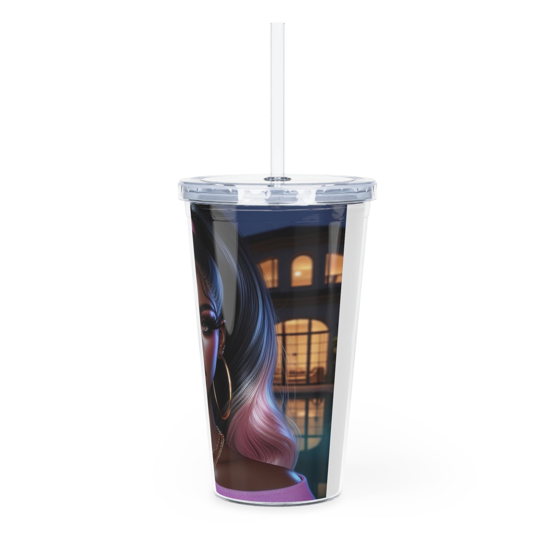 Pink at Night Tumbler with Straw Mug Printify   