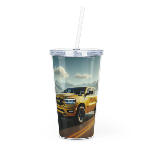 Yellow Dodge Ram Tumbler with Straw Mug Printify 20oz Transparent 