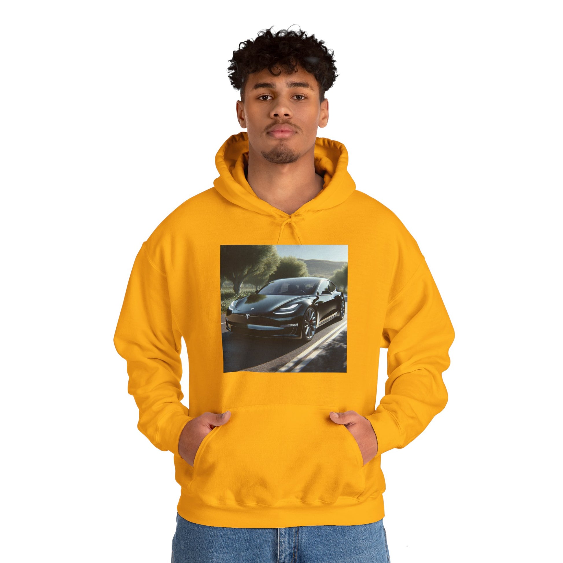 Black Tesla Hoodie Hoodie Printify   