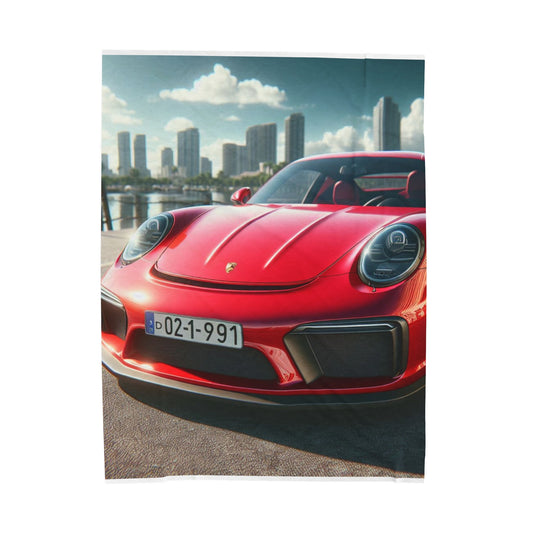 Red Porsche Plush Blanket Blanket Printify 60" × 80"  