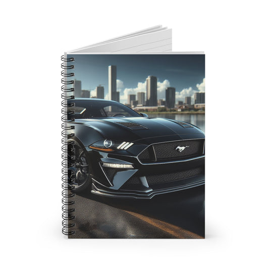 Black Mustang Spiral Notebook Paper products Printify   