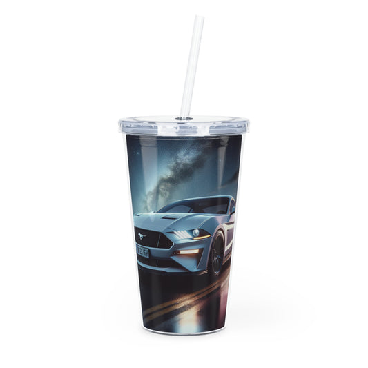 White Mustang Tumbler with Straw Mug Printify 20oz Transparent 