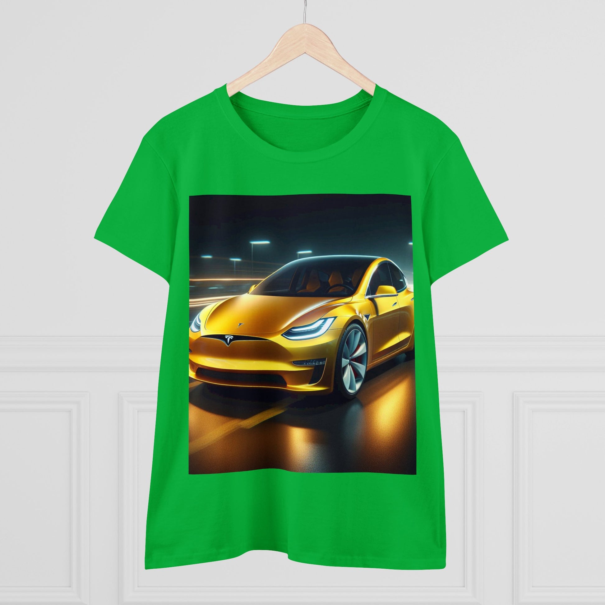 Yellow Tesla T-Shirt T-Shirt Printify   