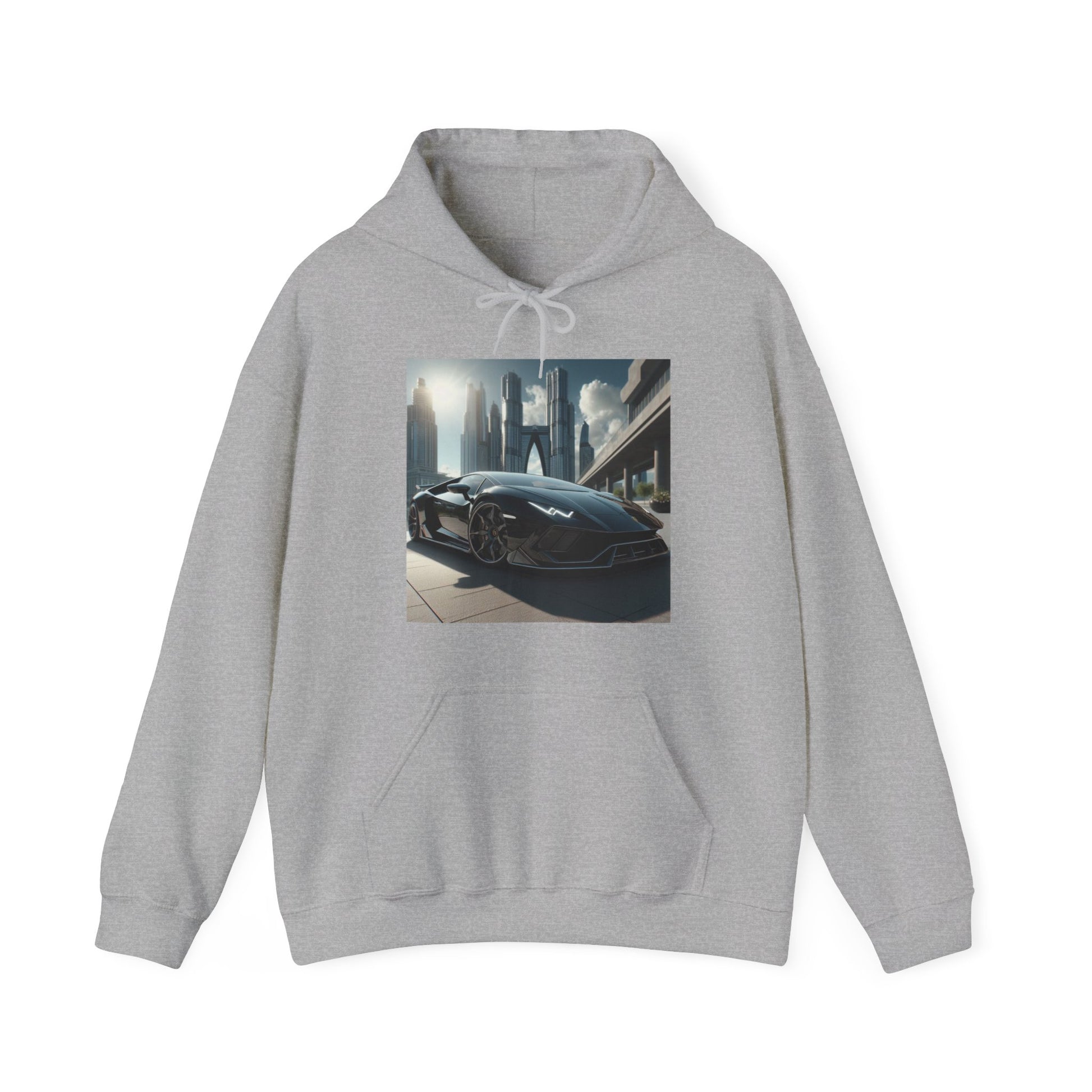 Black Lamborghini Hoodie Hoodie Printify Sport Grey S 