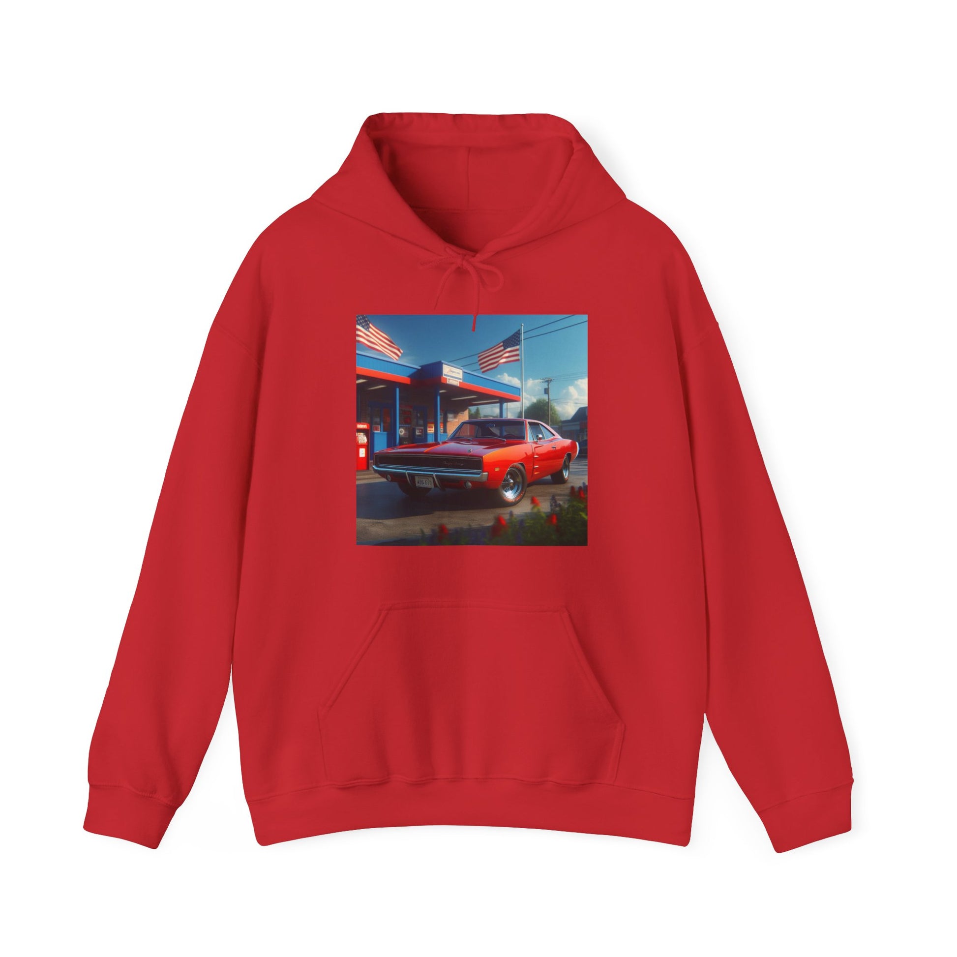 1970 Red Dodge Charger Hoodie Hoodie Printify Red S 