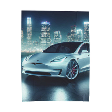 White Tesla Plush Blanket All Over Prints Printify 60" × 80"  