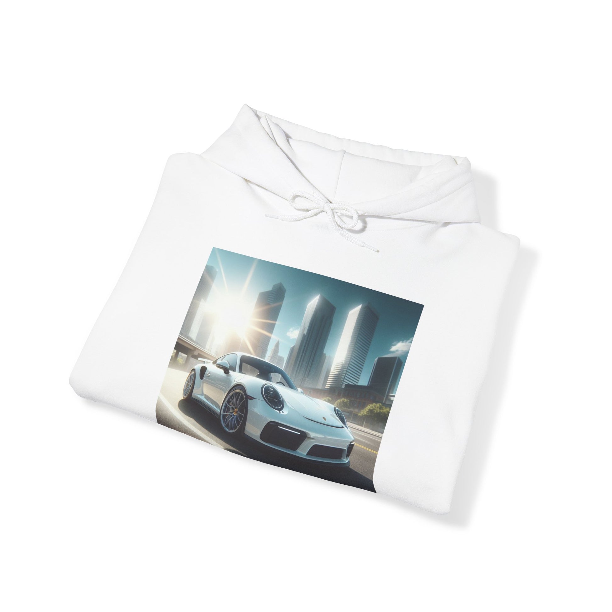 White Porsche Hoodie Hoodie Printify   