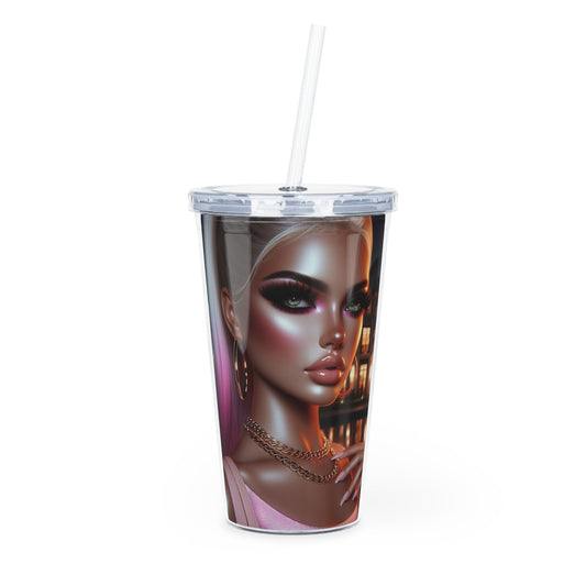 Pink at Night Tumbler with Straw Mug Printify 20oz Transparent 