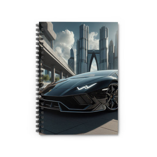 Black Lamborghini Spiral Notebook Paper products Printify One Size  