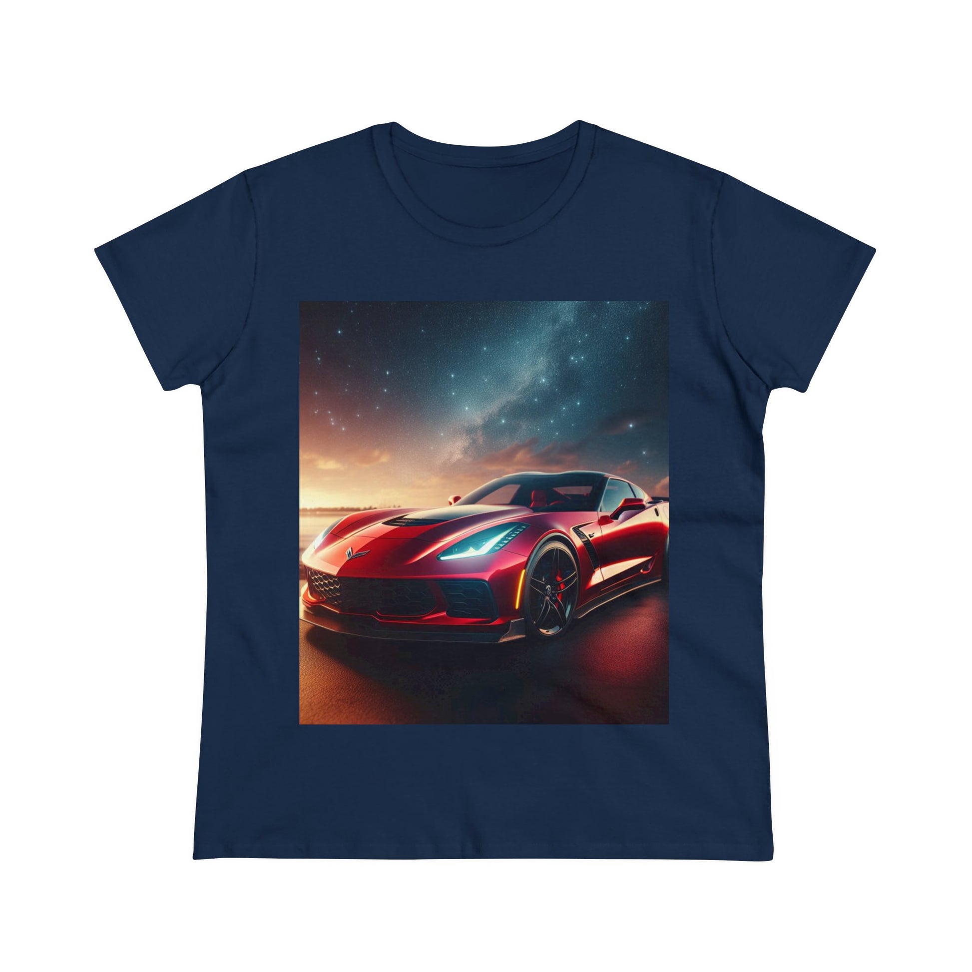 Red Corvette T-Shirt T-Shirt Printify Navy S 