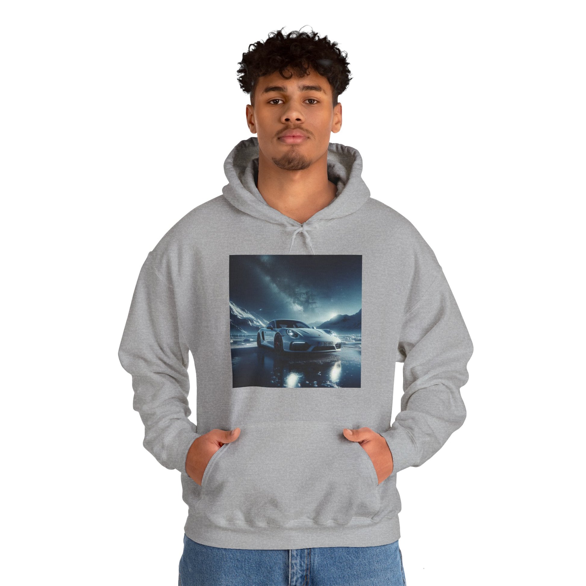 White Porsche Hoodie Hoodie Printify   