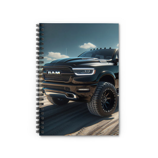 Black Dodge Ram Spiral Notebook Paper products Printify One Size  