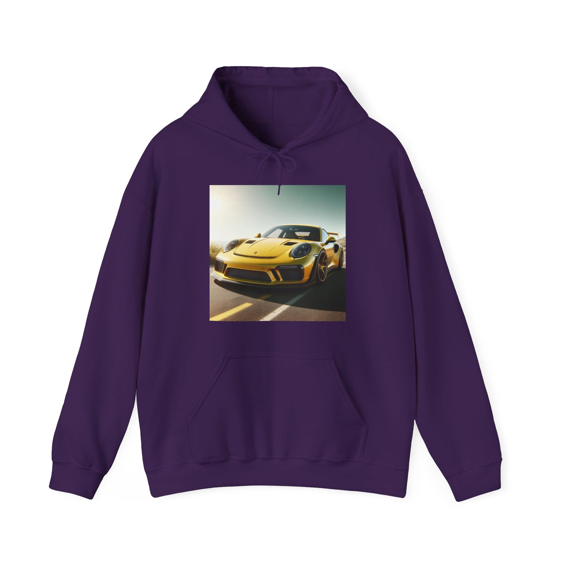 Yellow Porsche Hoodie Hoodie Printify Purple S 