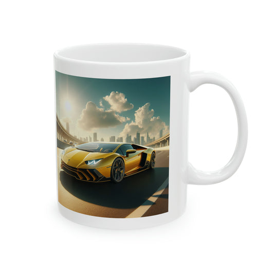 Yellow Lamborghini  Mug Mug Printify   