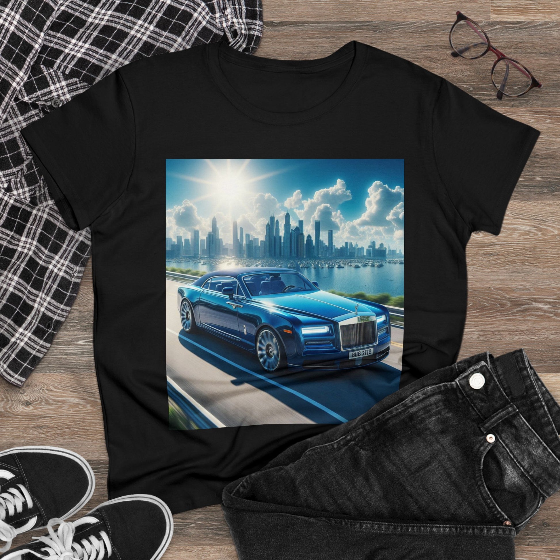 Blue Rolls Royce T-Shirt T-Shirt Printify   