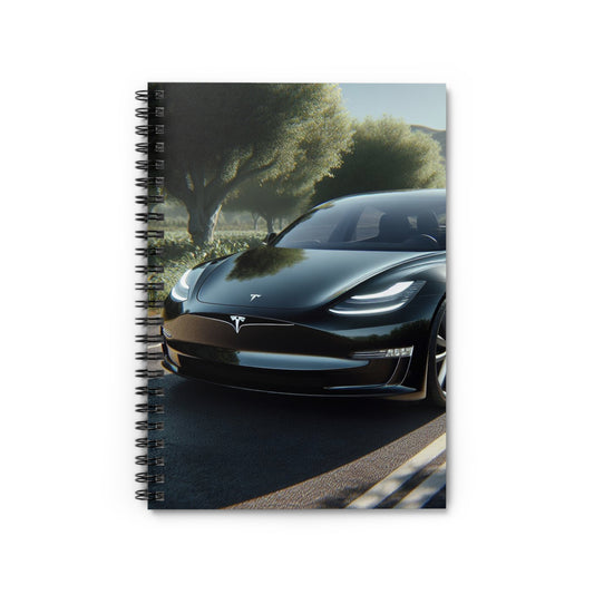 Black Tesla Spiral Notebook Paper products Printify One Size  