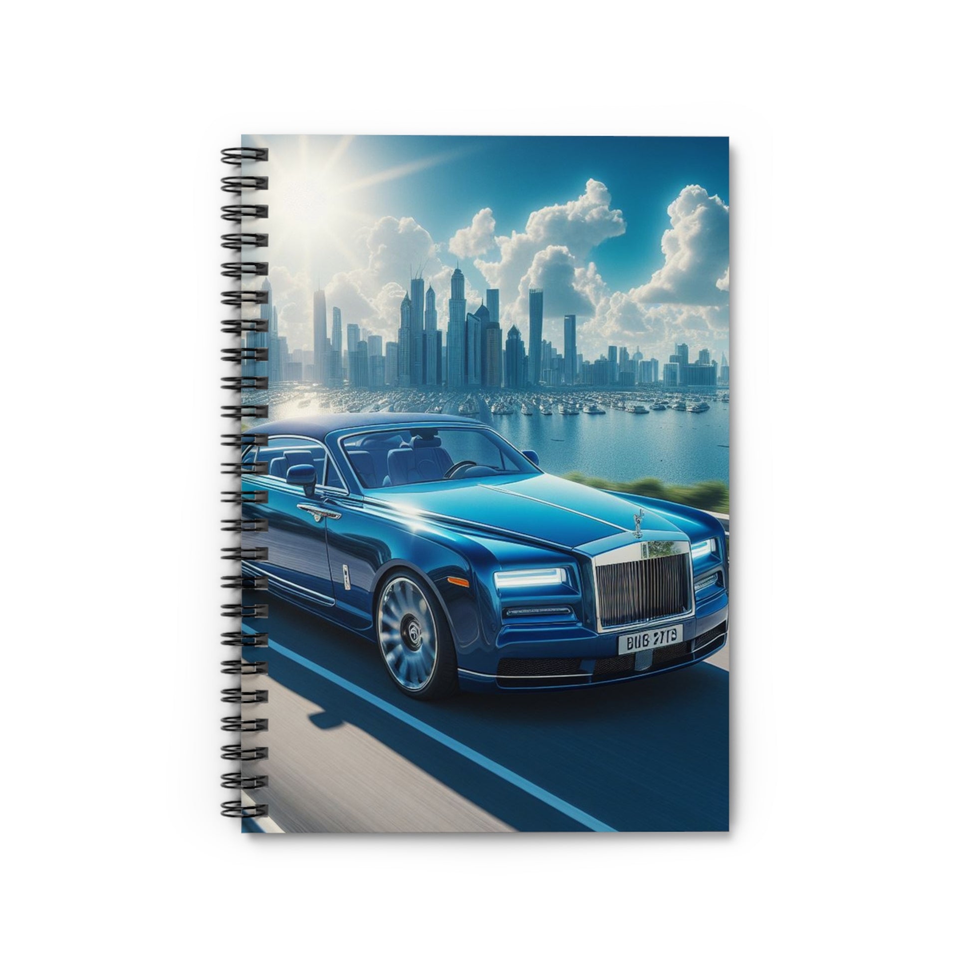 Blue Rolls Royce Spiral Notebook Paper products Printify One Size  