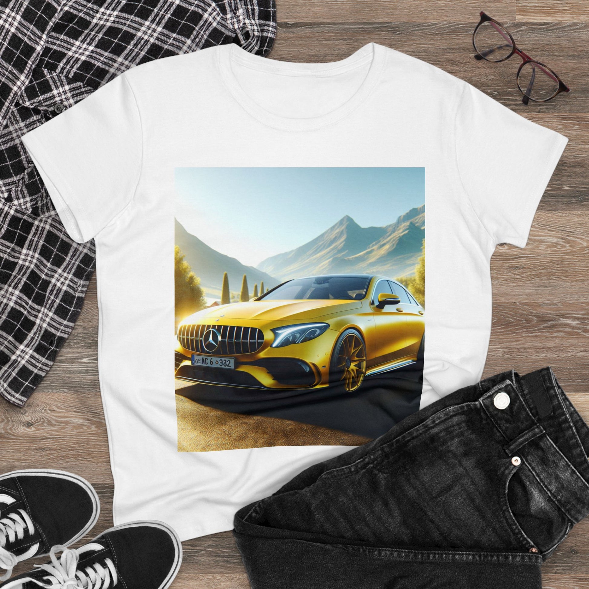 Yellow Mercedes T-Shirt T-Shirt Printify   