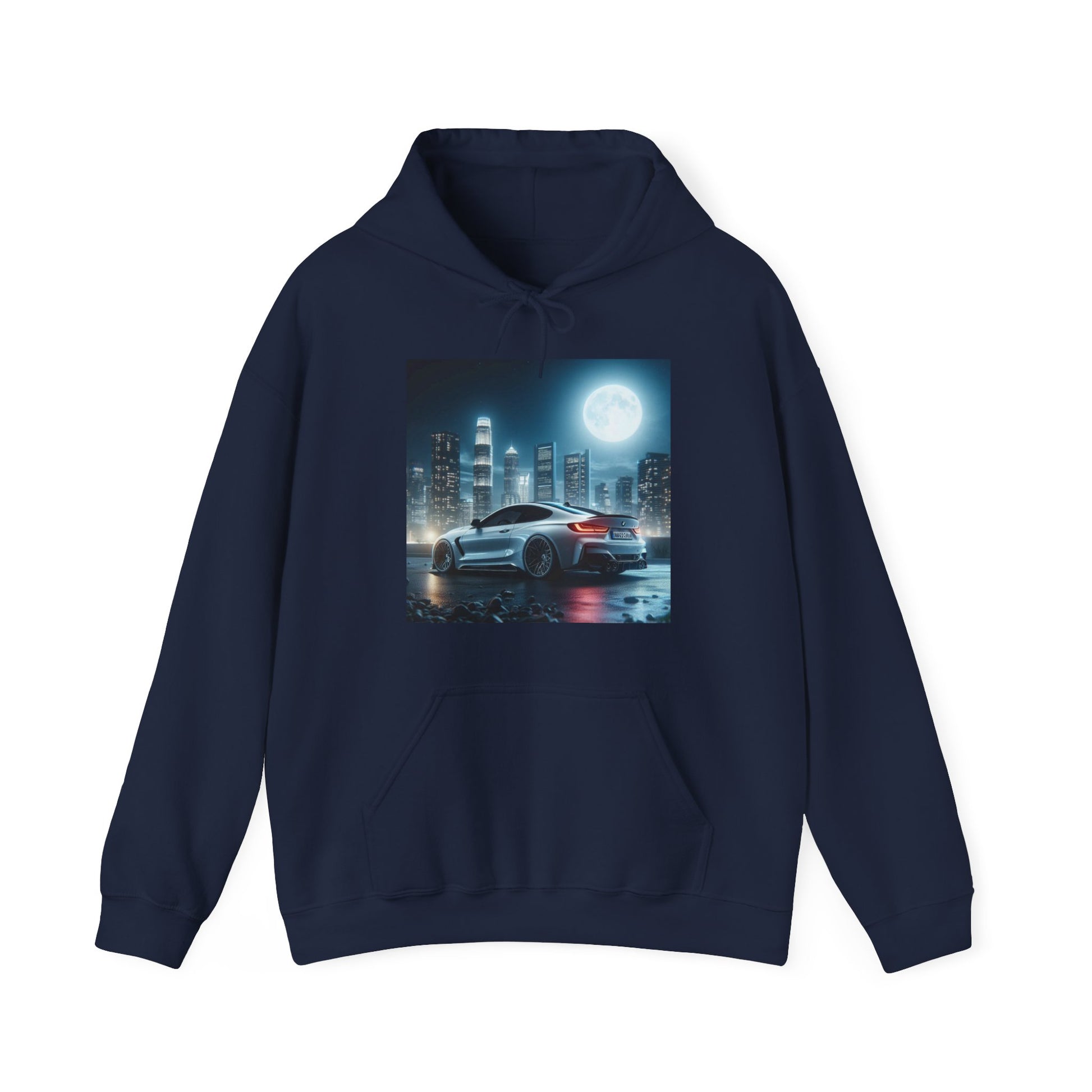 White BMW Hoodie Hoodie Printify Navy S 