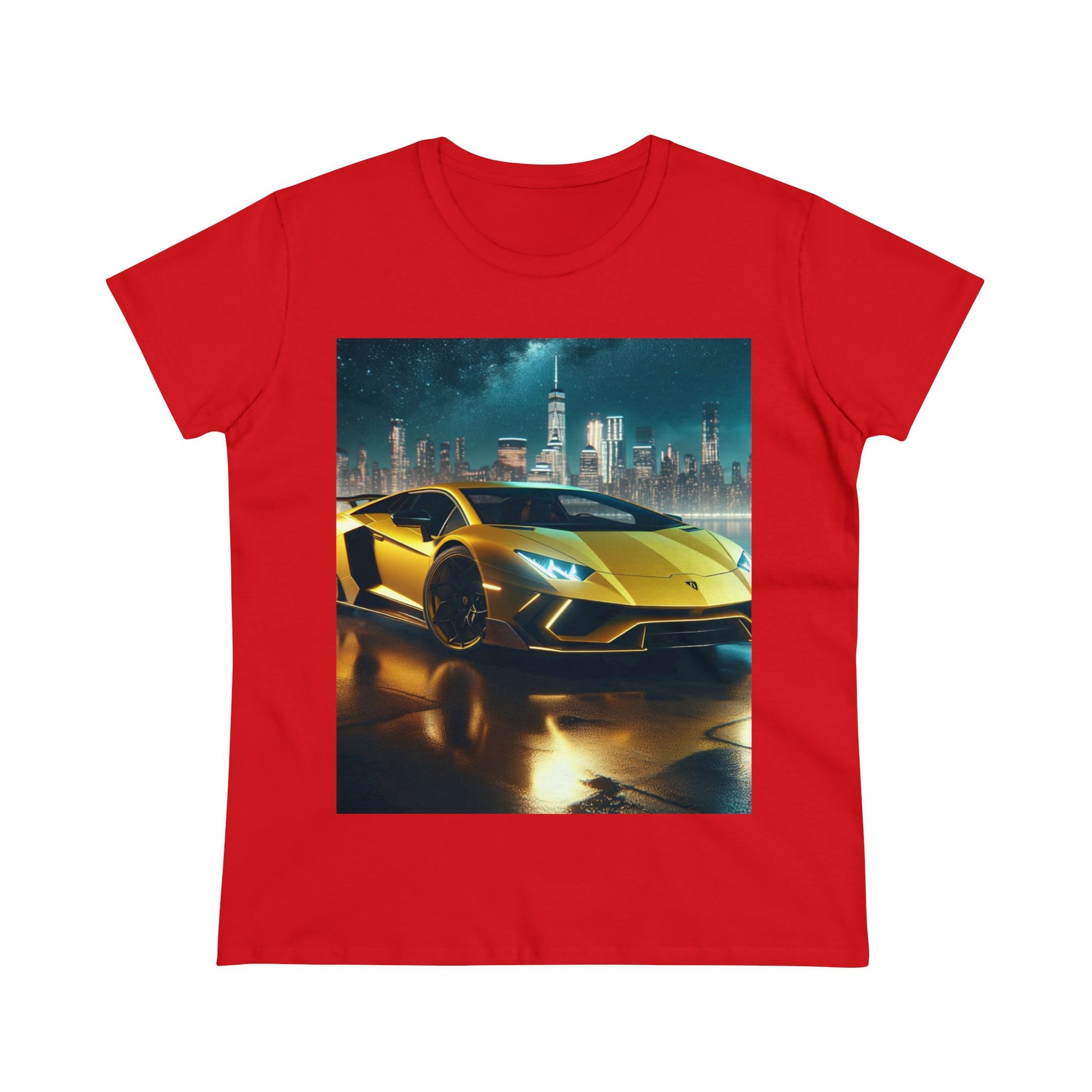 Yellow Lamborghini T-Shirt T-Shirt Printify Red S 