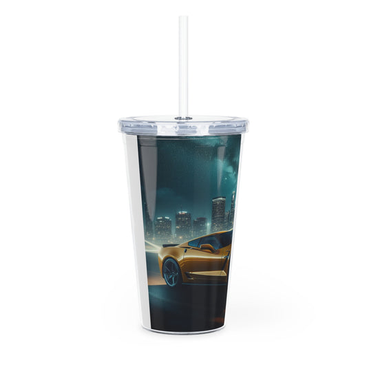 Yellow Porsche Tumbler with Straw Mug Printify   