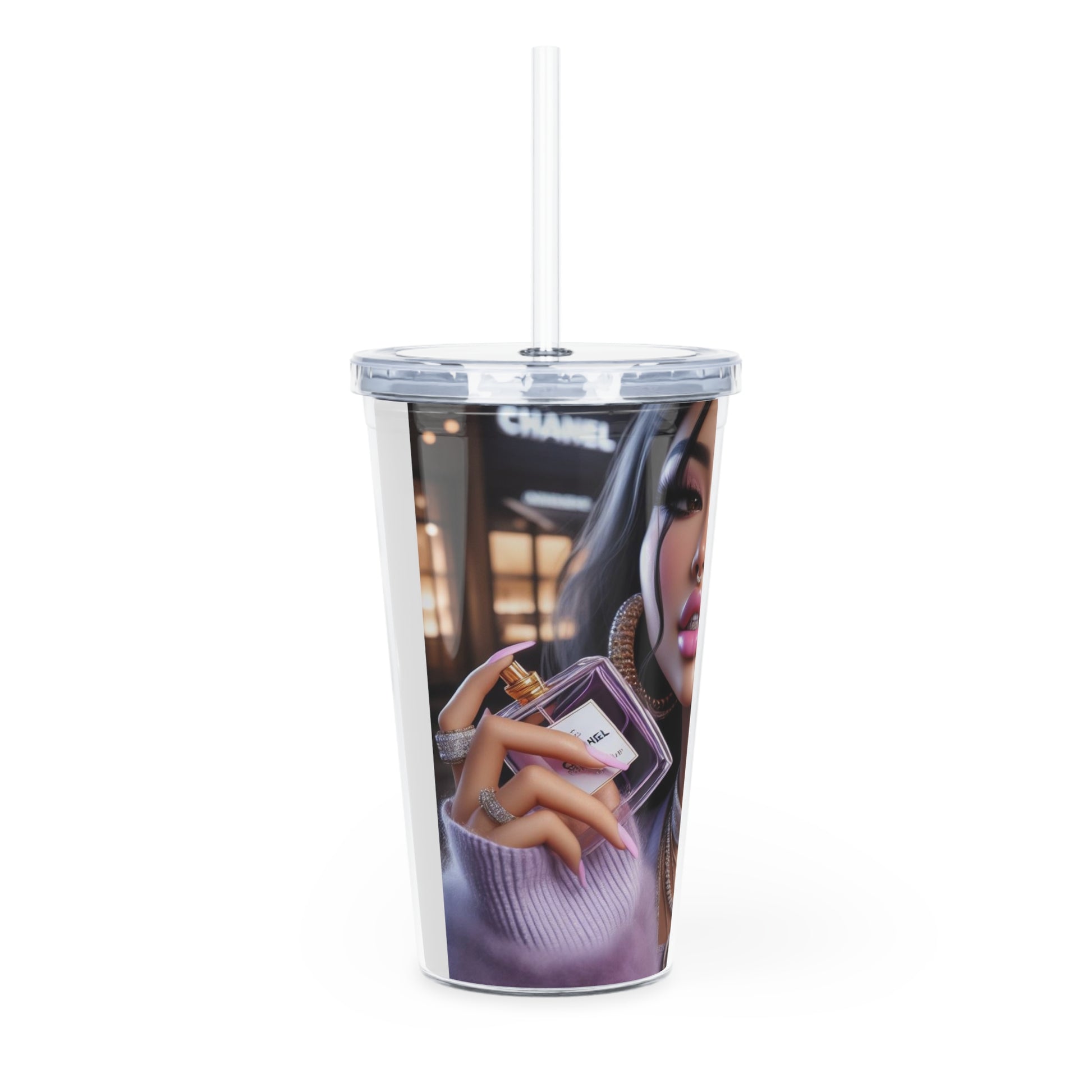 Chanel Please Tumbler with Straw Mug Printify   