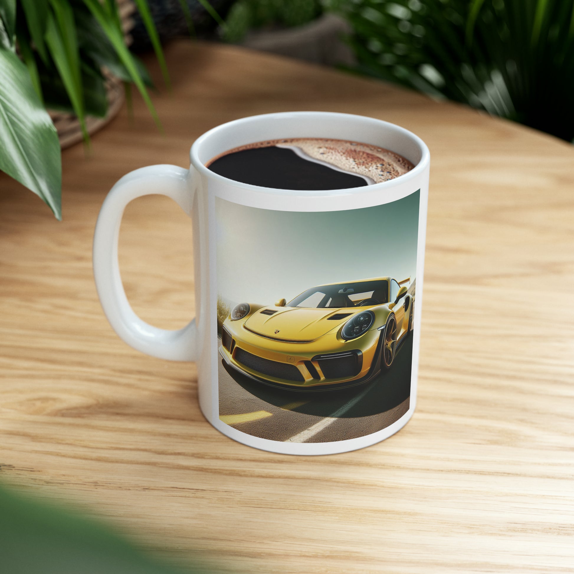 Yellow Porsche Mug Mug Printify   