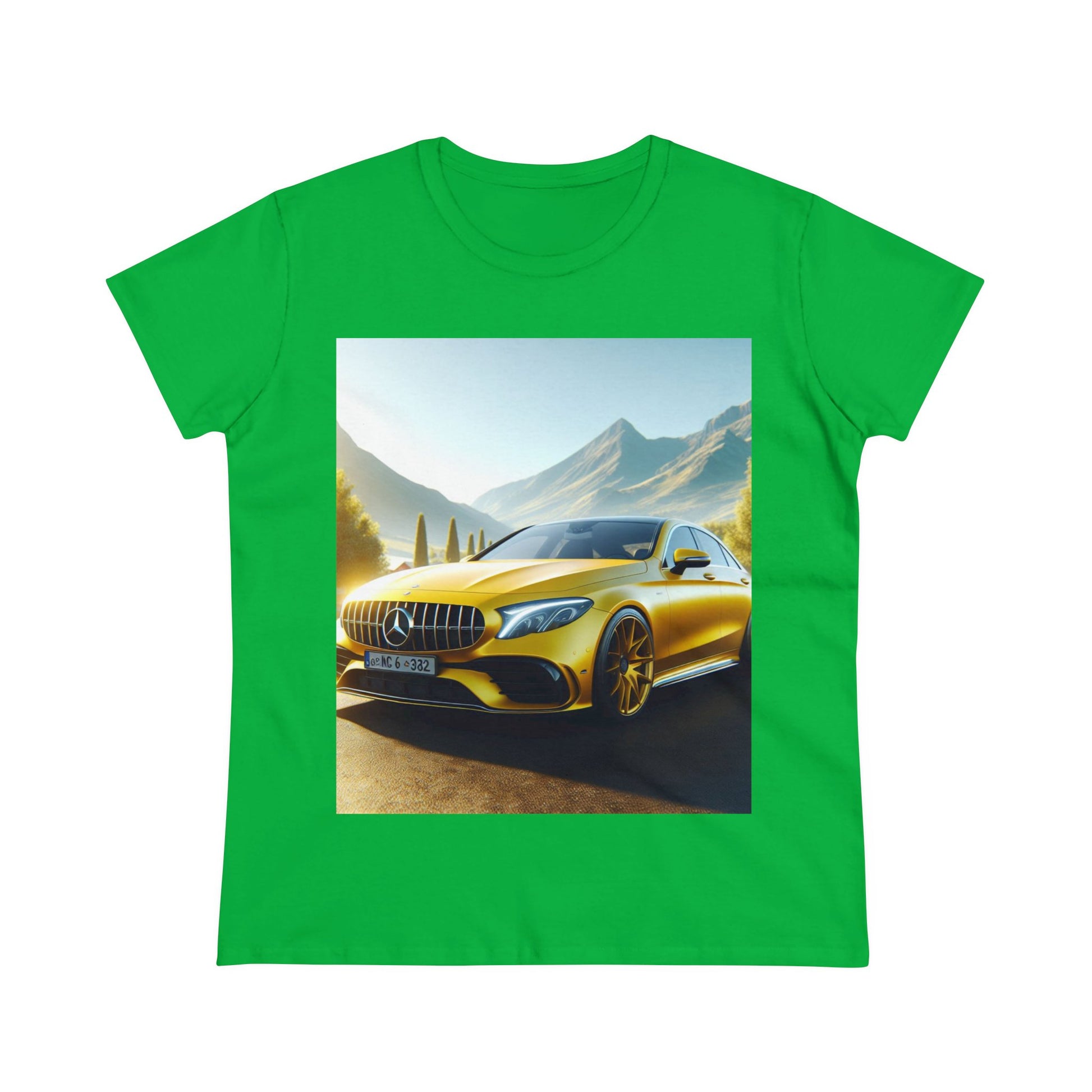 Yellow Mercedes T-Shirt T-Shirt Printify Irish Green S 