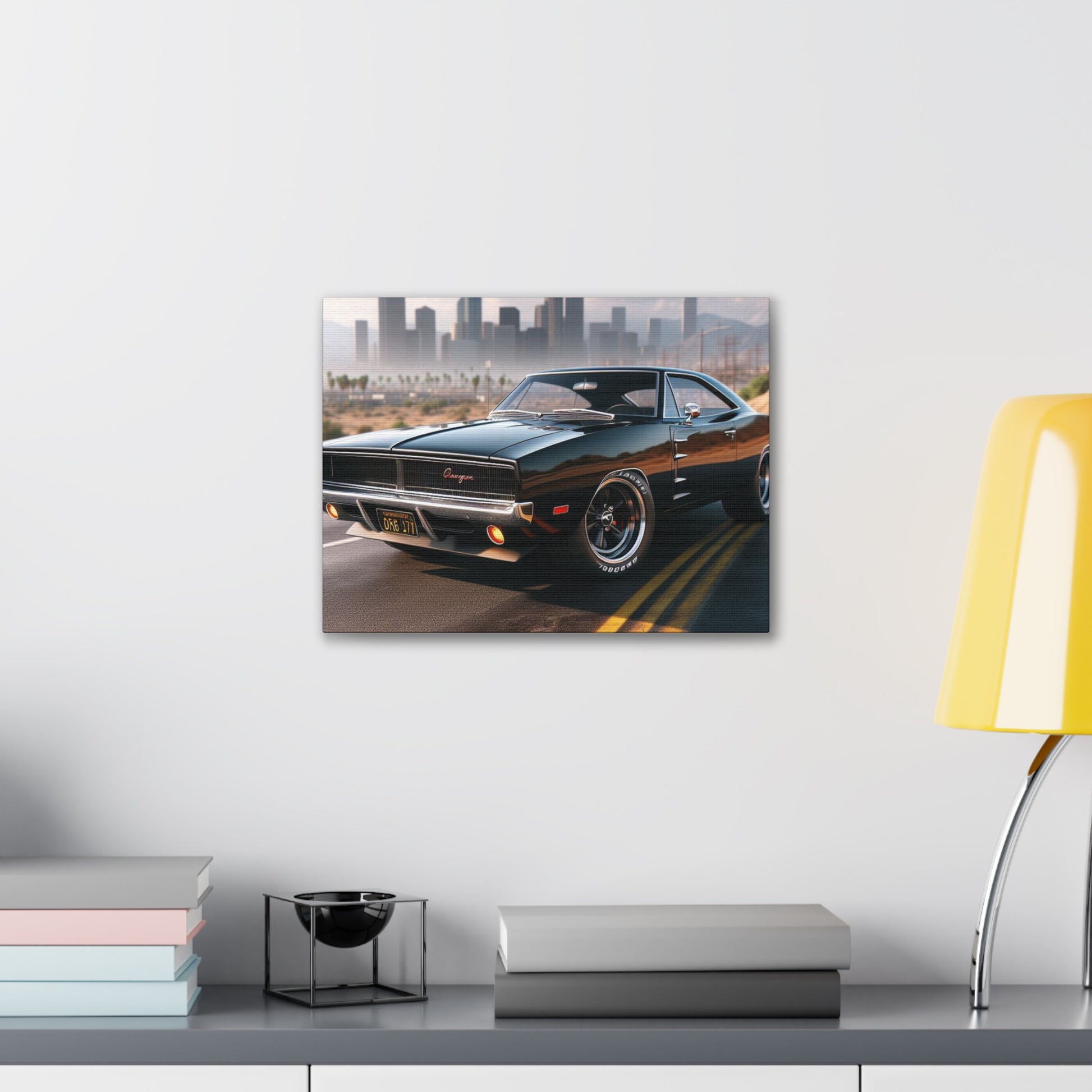 1970 Black Dodge Charger Canvas Canvas Printify 16″ x 12″ (Horizontal) 0.75'' 