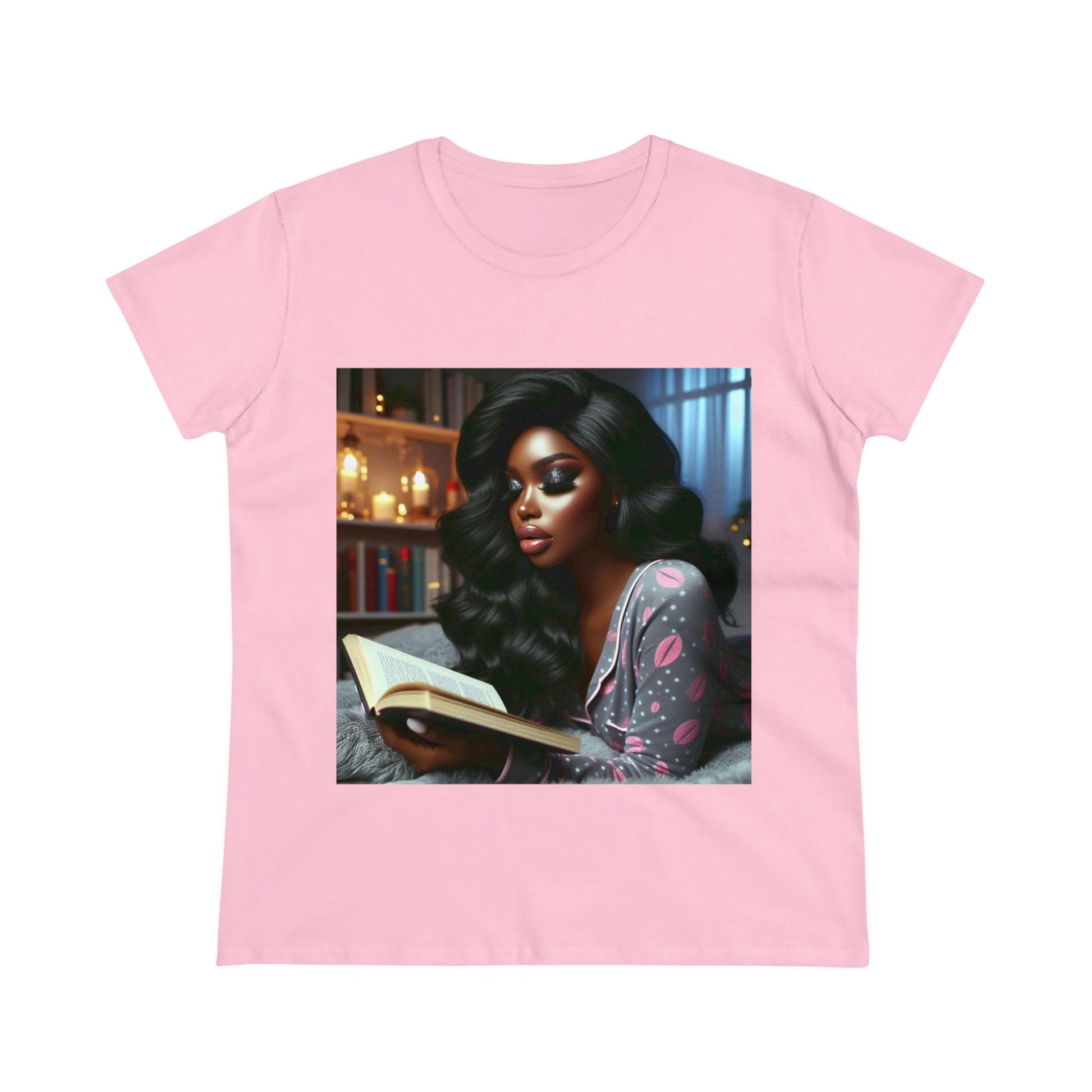 Late Night Book T-Shirt T-Shirt Printify Light Pink S 