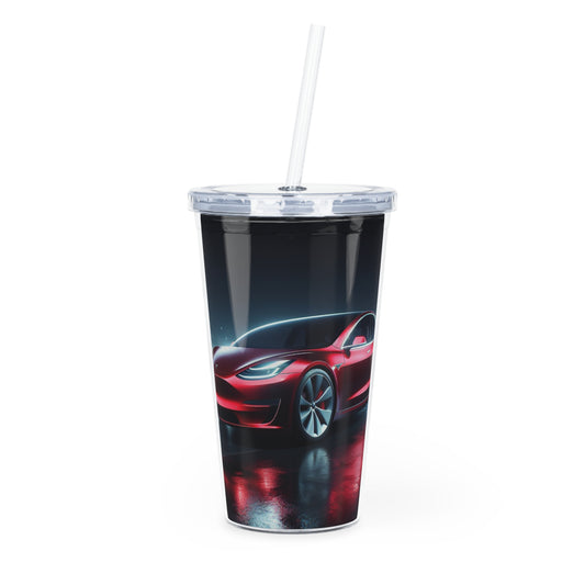 Red Tesla Tumbler with Straw Mug Printify 20oz Transparent 