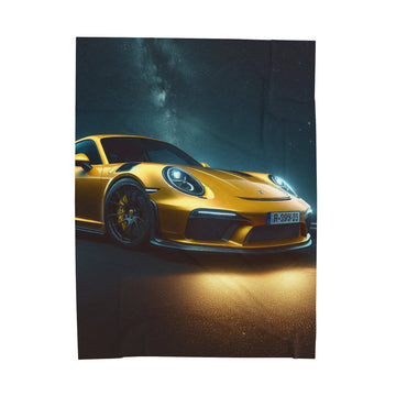 Yellow Porsche Plush Blanket All Over Prints Printify 60" × 80"  