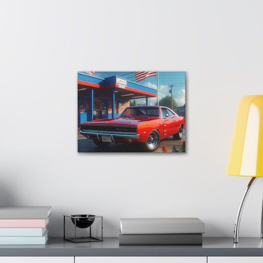 1970 Red Dodge Charger Canvas Canvas Printify 16″ x 12″ (Horizontal) 0.75'' 