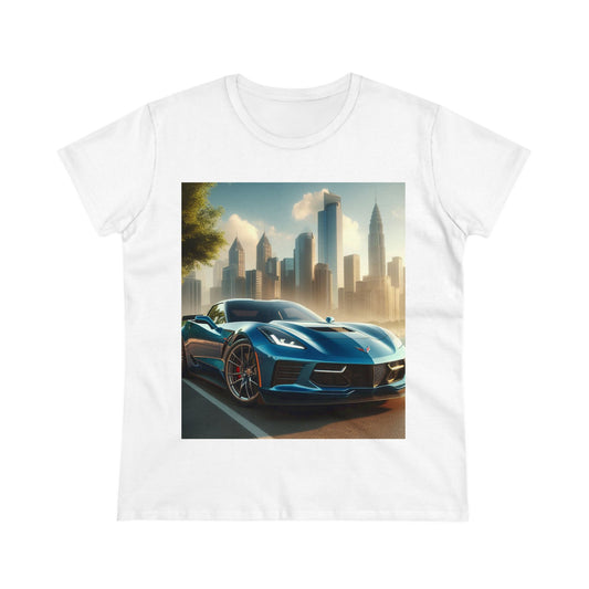 Blue Corvette T-Shirt T-Shirt Printify White S 