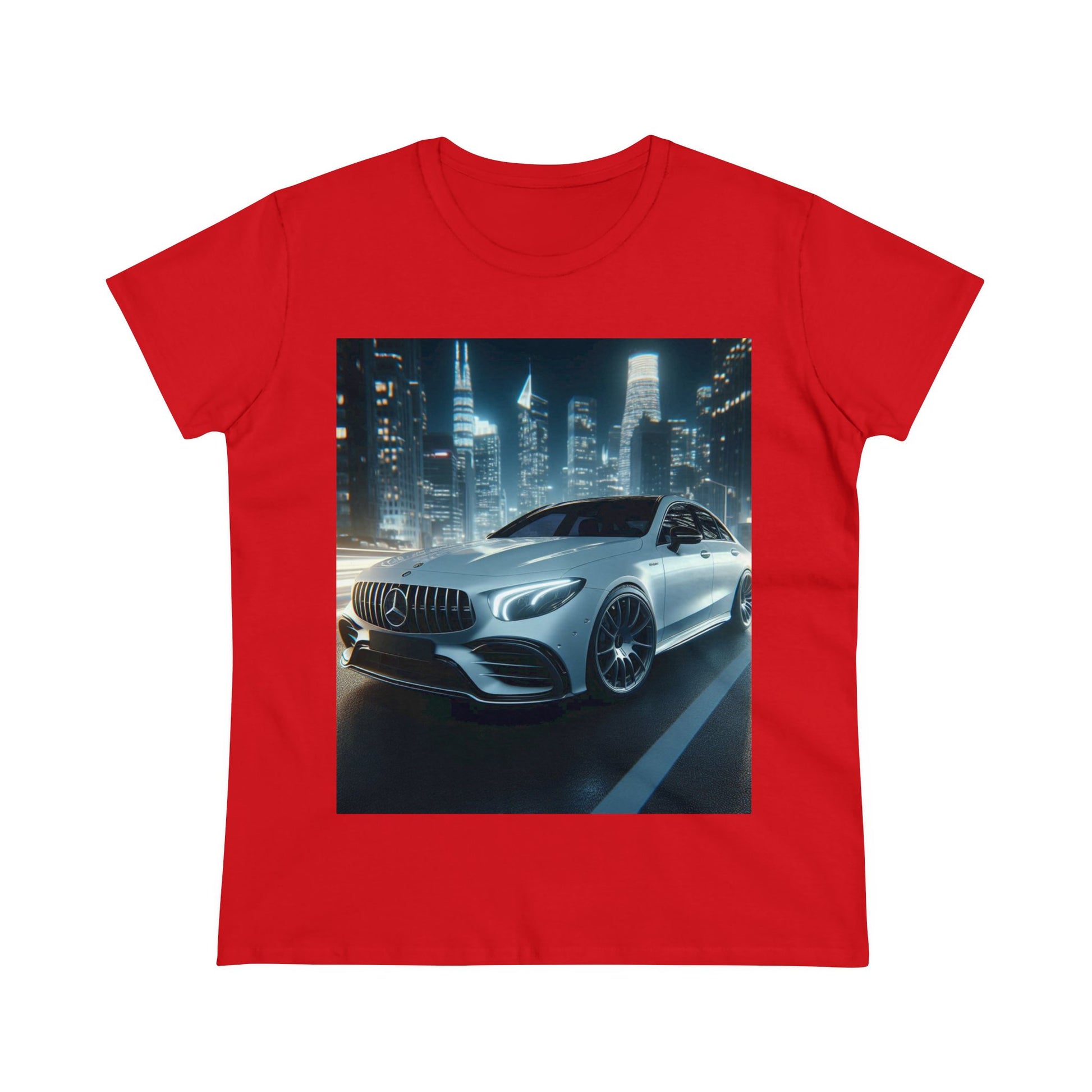 White Mercedes T-Shirt T-Shirt Printify Red S 