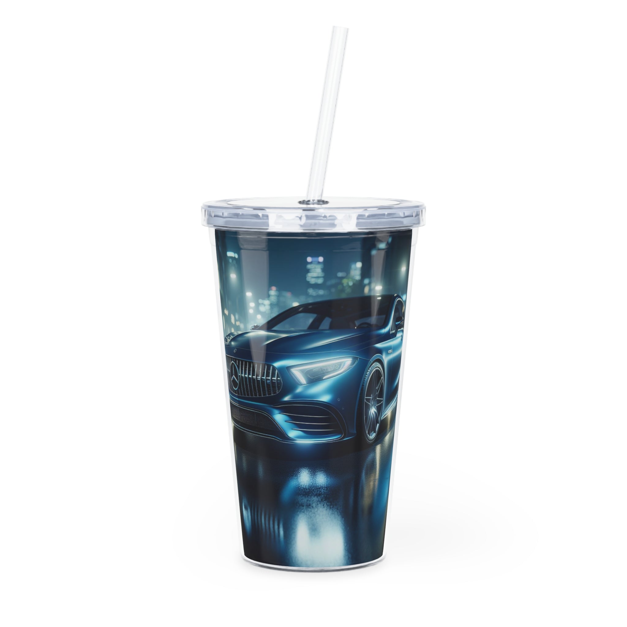 Blue Mercedes Tumbler with Straw Mug Printify 20oz Transparent 