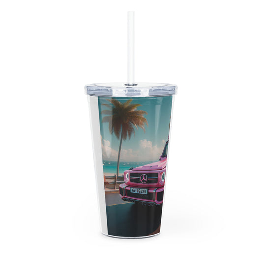 Pink G-Wagon Tumbler with Straw Mug Printify   