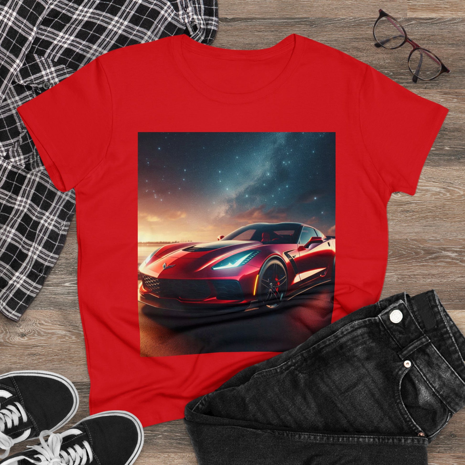 Red Corvette T-Shirt T-Shirt Printify   