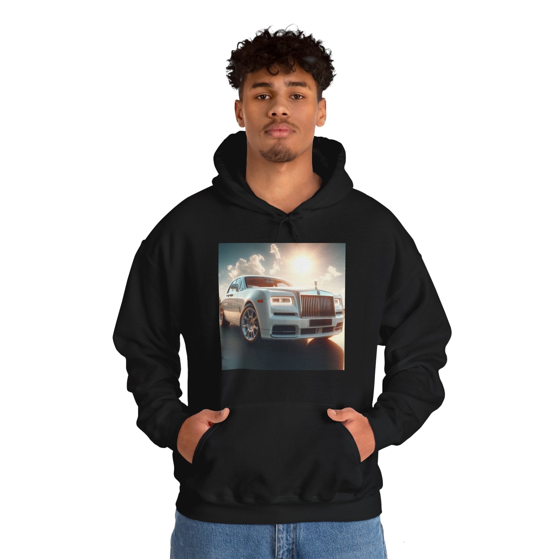 White Rolls Royce Hoodie Hoodie Printify   