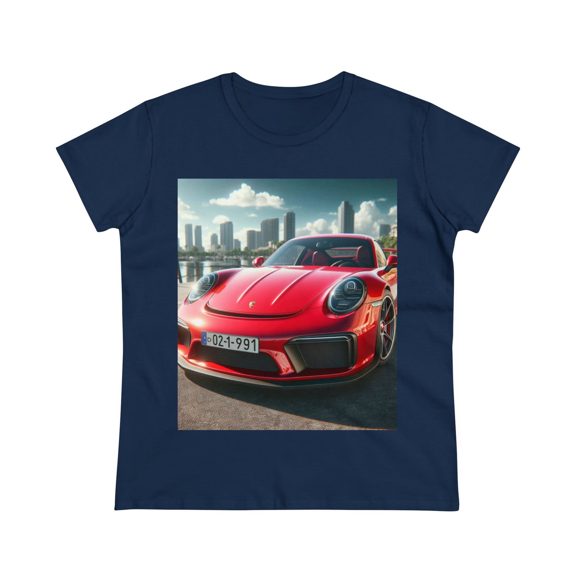 Red Porsche T-Shirt T-Shirt Printify Navy S 