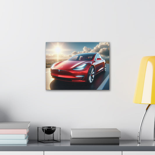 Red Tesla Canvas Canvas Printify 16″ x 12″ (Horizontal) 0.75'' 
