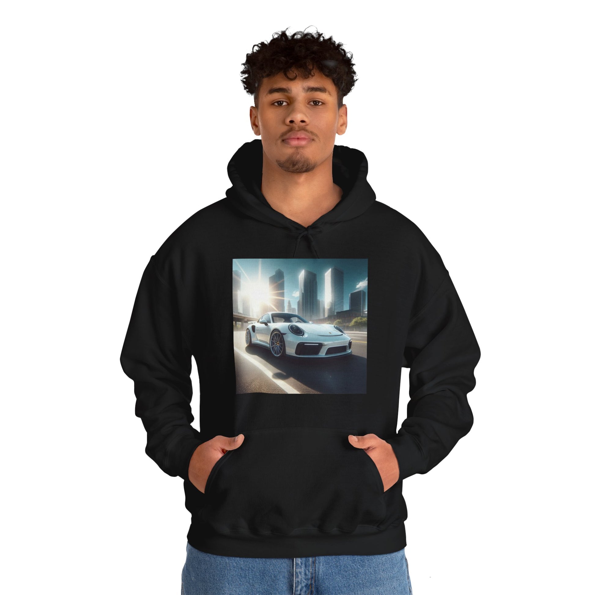 White Porsche Hoodie Hoodie Printify   