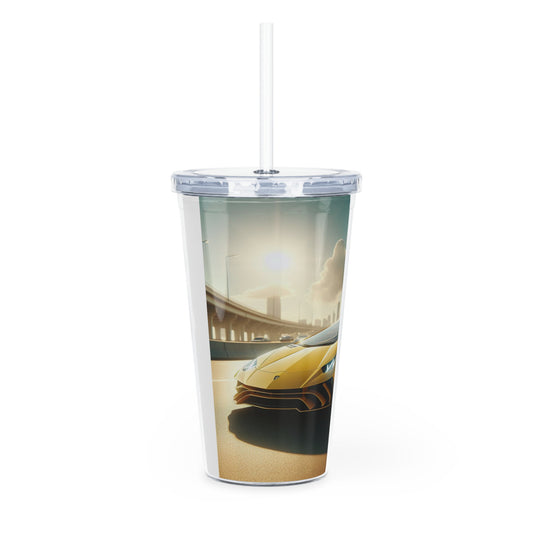 Yellow Lamborghini Tumbler with Straw Mug Printify   