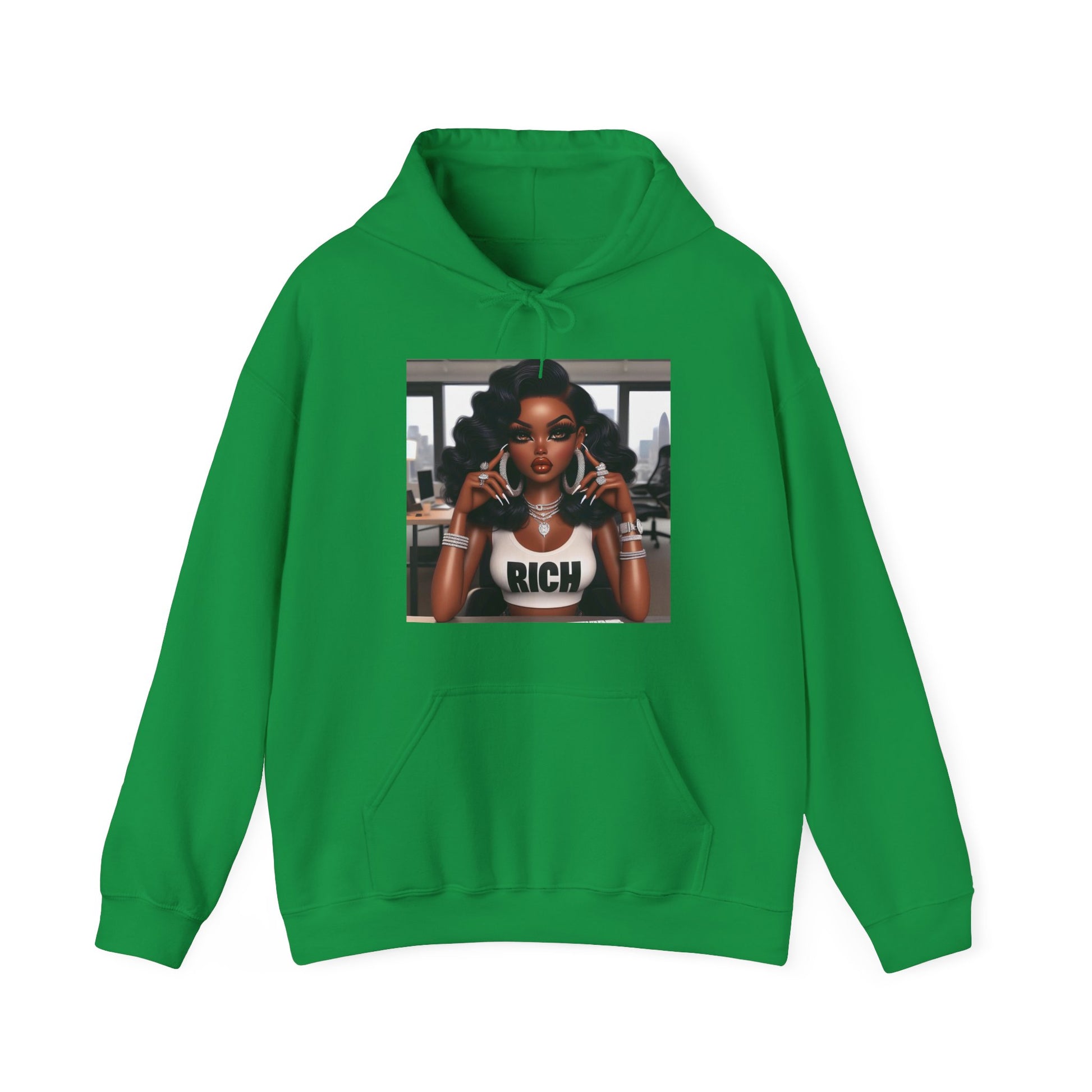 Rich Girl Hoodie Hoodie Printify Irish Green S 