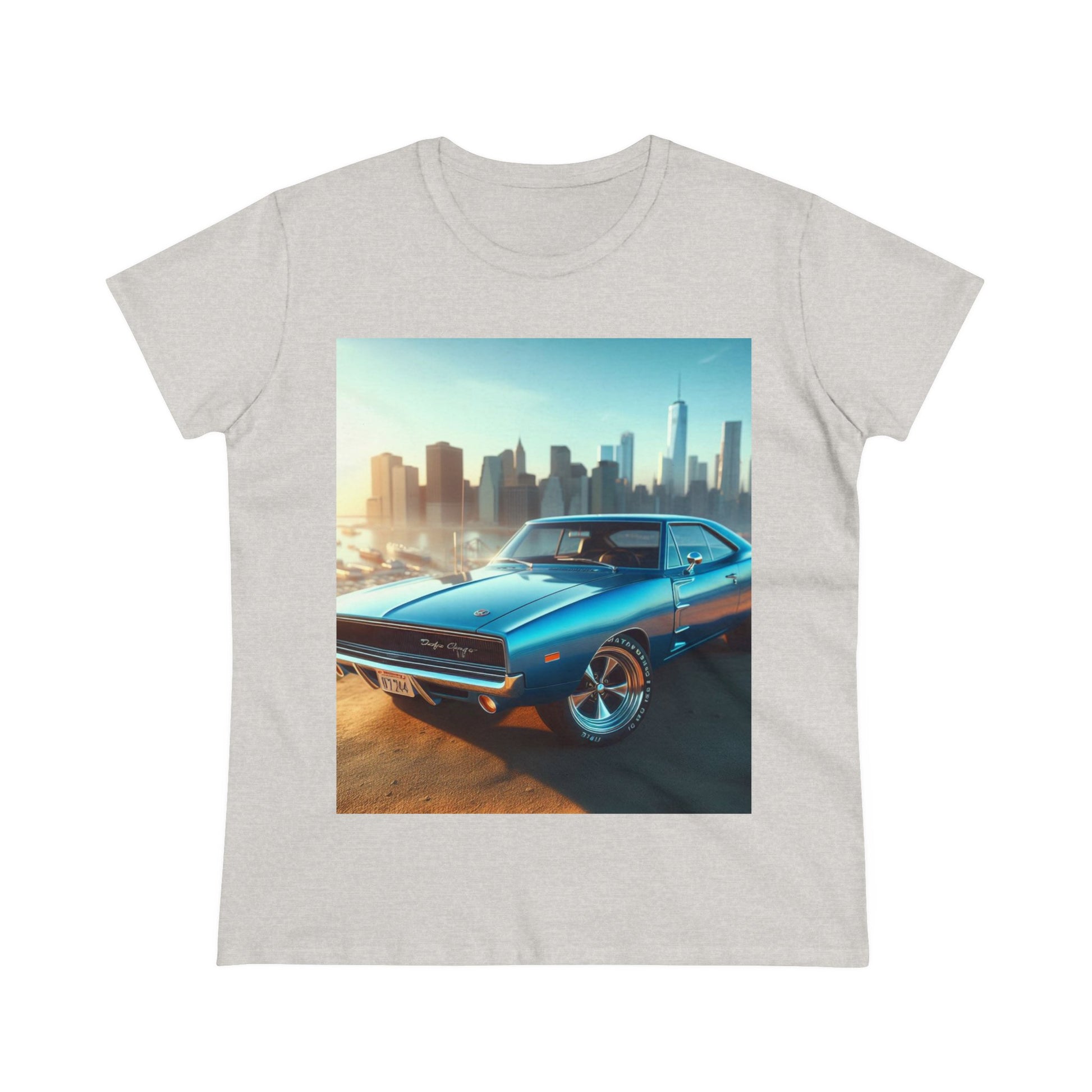 1970 Blue Dodge Charger T-Shirt T-Shirt Printify Ash S 