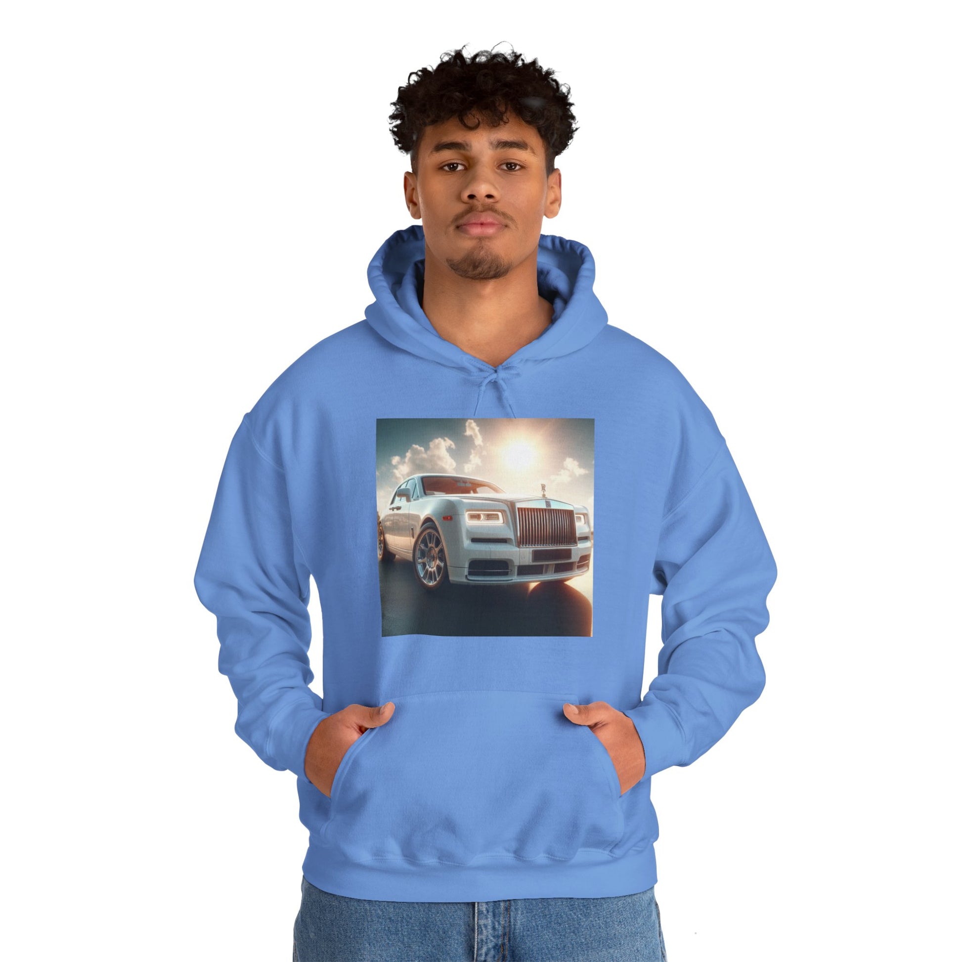 White Rolls Royce Hoodie Hoodie Printify   