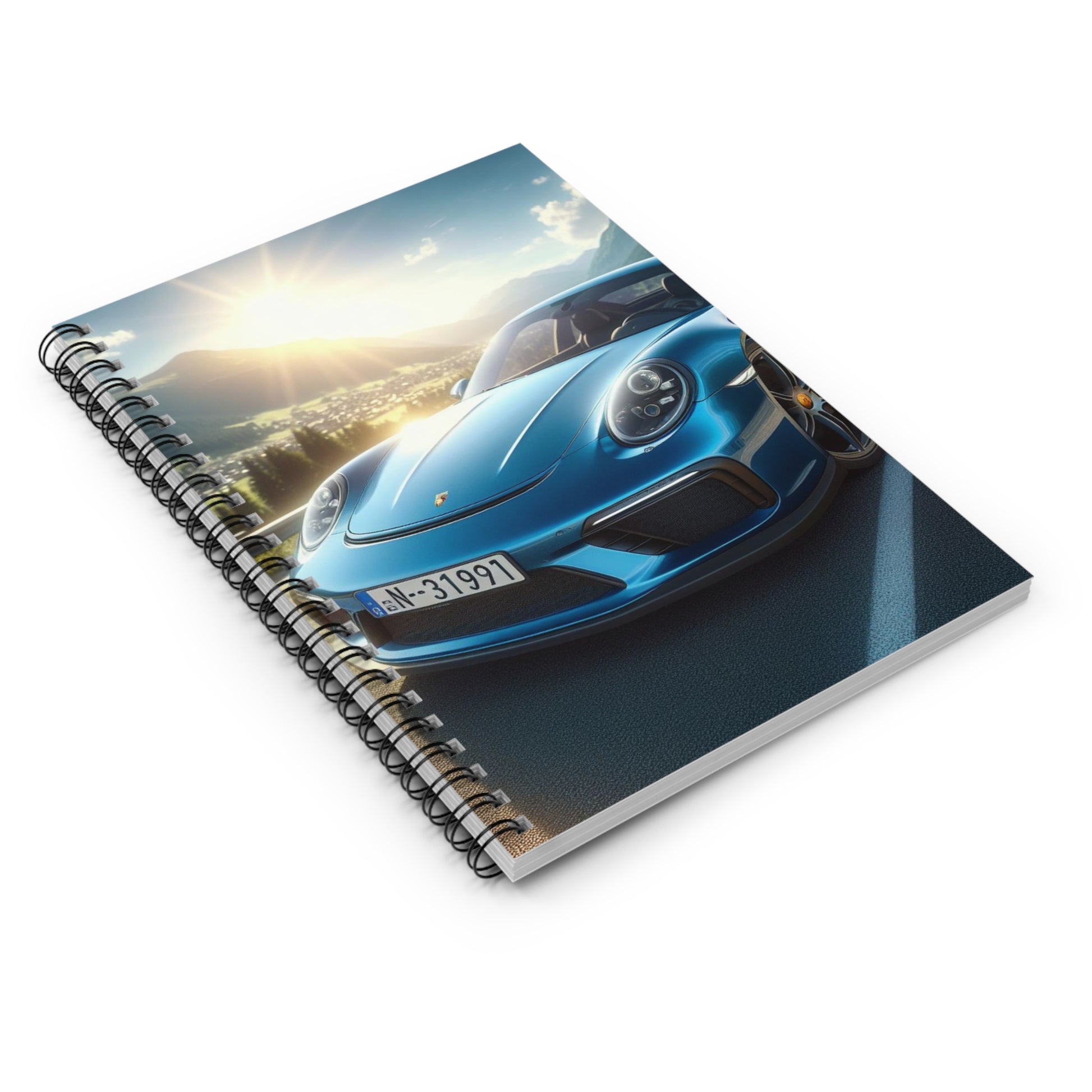 Blue Porshe Spiral Notebook Paper products Printify   