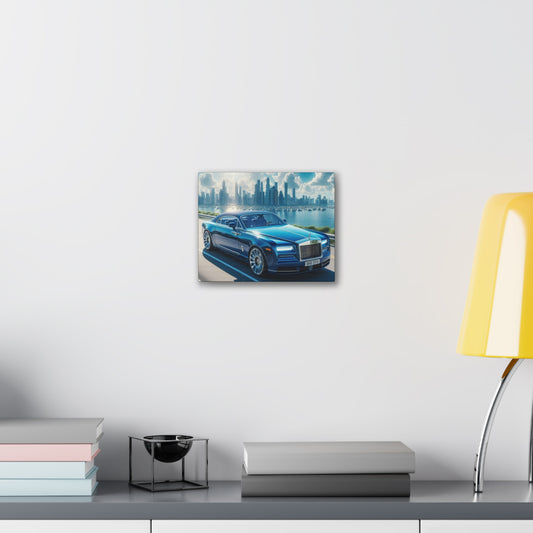 Blue Rolls Royce Canvas Canvas Printify 10" x 8" (Horizontal) 0.75'' 