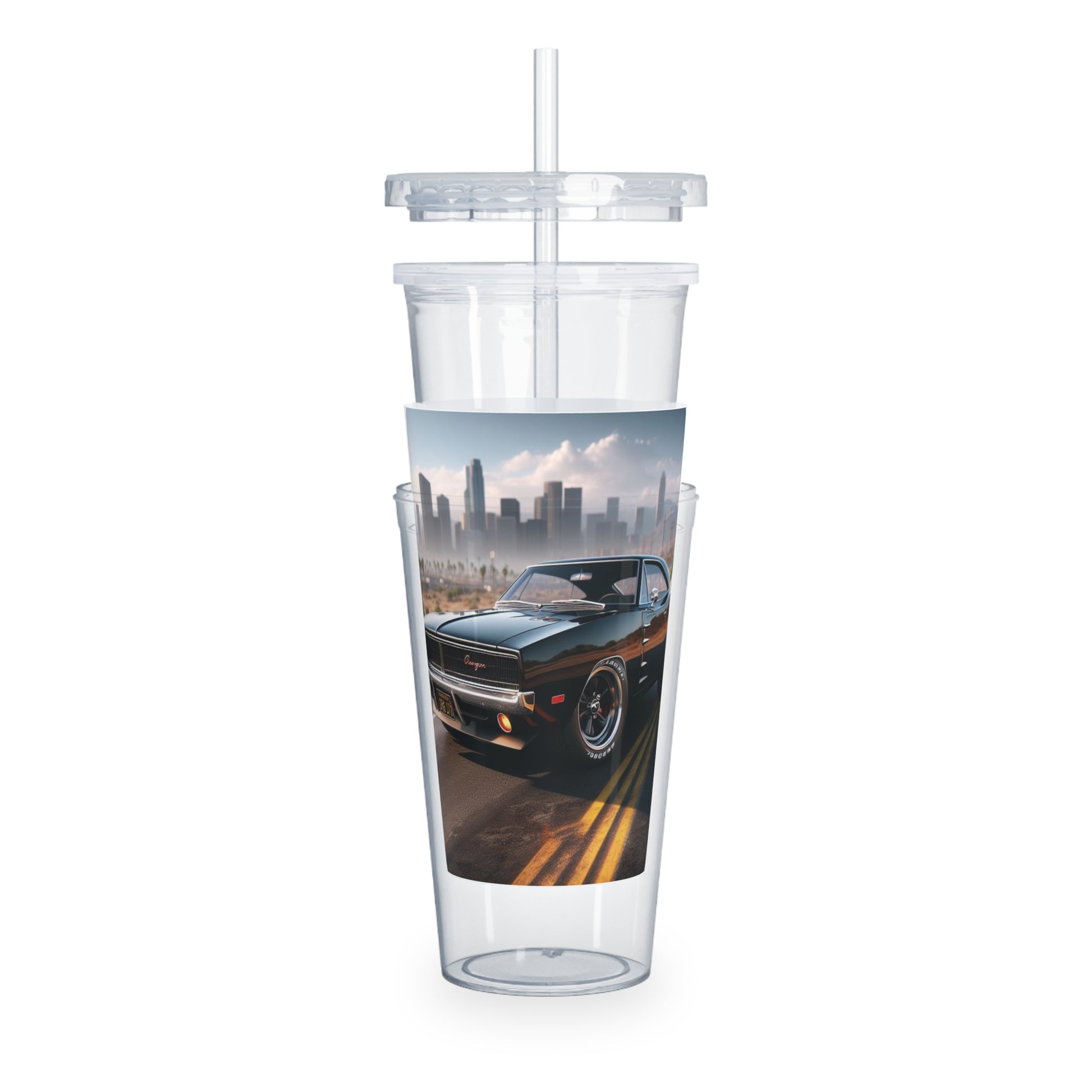 1970 Black Dodge Charger Tumbler with Straw Mug Printify   